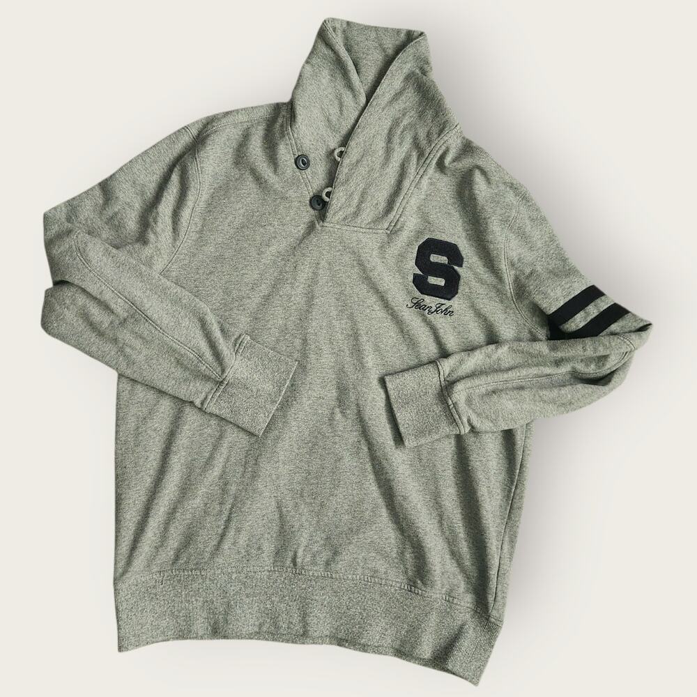 Sean John Sweater Men's Sz L Gray Mock Neck Pullover Fleece Fall Attire